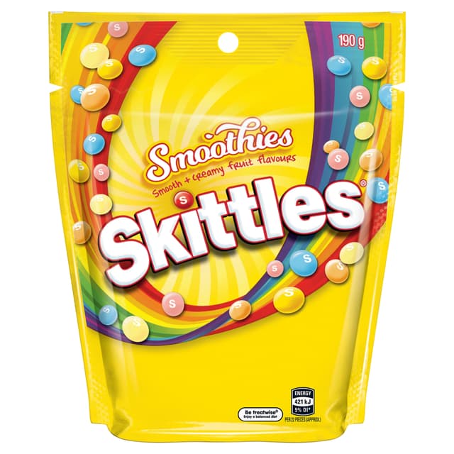 Skittles Smoothies Chewy Lollies Bite Size Bag 190g