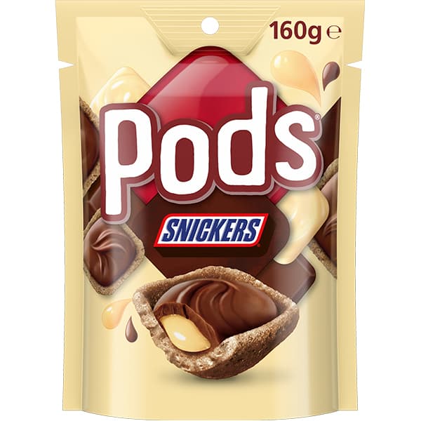 PODS SNICKERS Chocolate Snack & Share Bag 160g by Pods