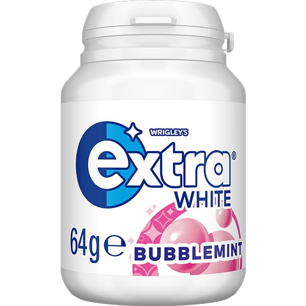 EXTRA WHITE Bubblemint Sugar Free Chewing Gum Bottle 64g by EXTRA