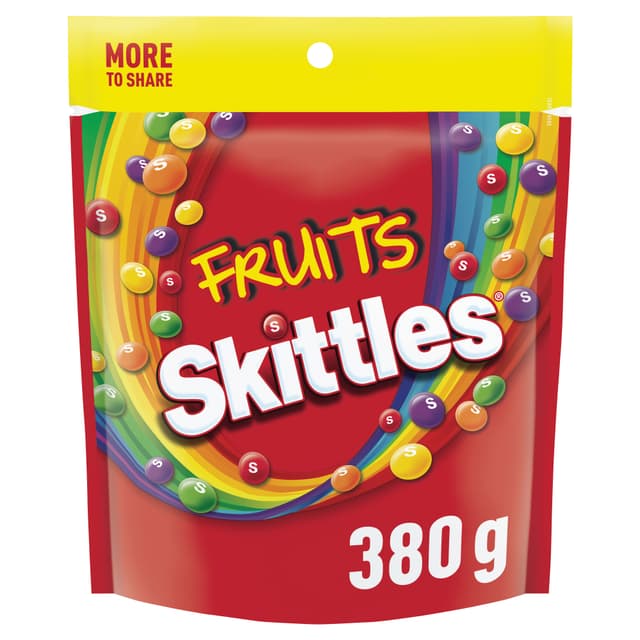 Skittles Fruits Chewy Lollies Bite Size Large Bag 380g