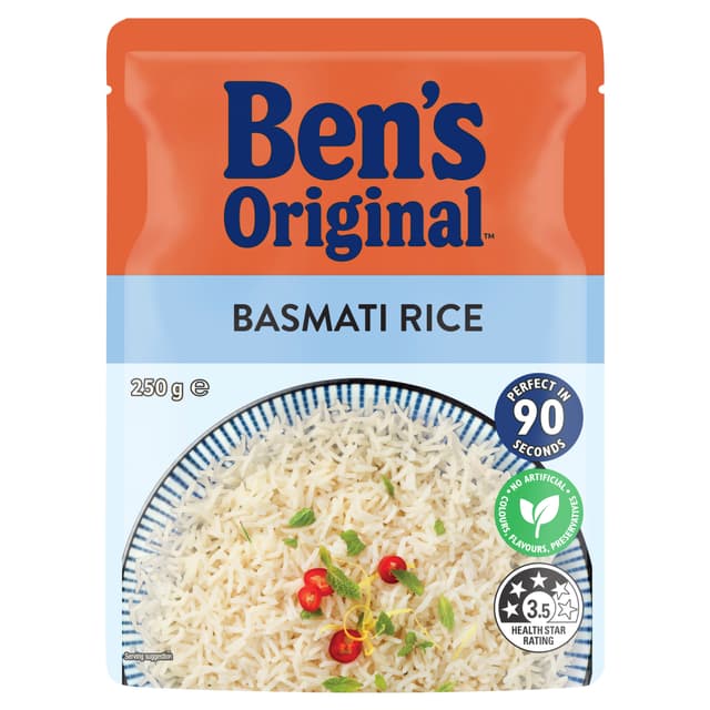 BEN'S ORIGINAL Plain Basmati Microwave Rice Pouch 250g