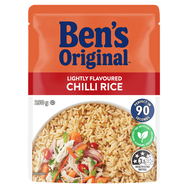 BEN'S ORIGINAL Lightly Flavoured Chilli Microwave Rice Pouch 250g