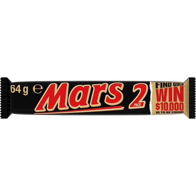 Mars Milk Chocolate Bar Caramel Nougat 2 Pack 64g by Mars