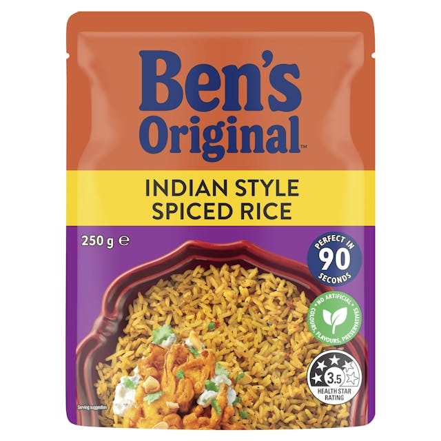 BEN'S ORIGINAL Indian Style Spiced Microwave Rice Pouch 250g