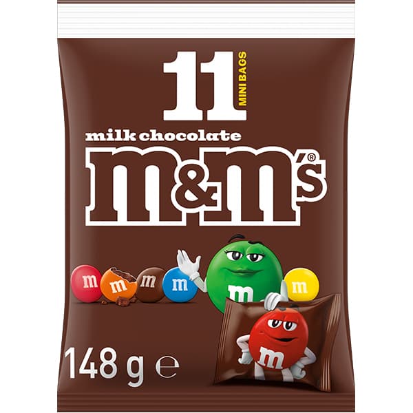 M&M’S FUN SIZE Milk Chocolate Snacks 11 Mini Bags 148g