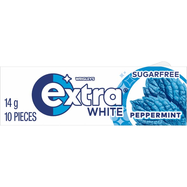 EXTRA WHITE Peppermint Sugar Free Chewing Gum 10 Piece 14g