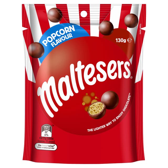 Maltesers Popcorn Flavour Milk Chocolate Snack & Share Bag 130g