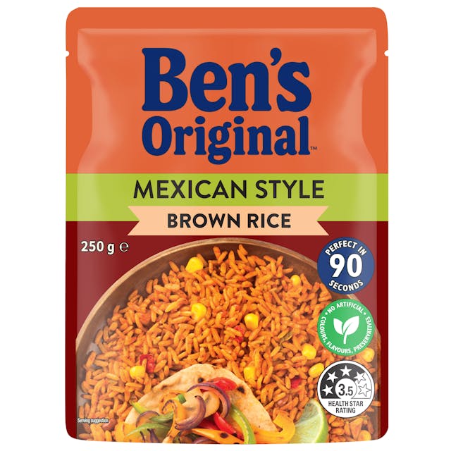 BEN'S ORIGINAL Mexican Style Brown Microwave Rice Pouch 250g