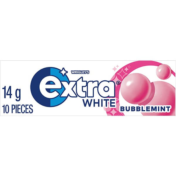 Extra White Bubblemint Sugar Free Chewing Gum 10Pc 14g