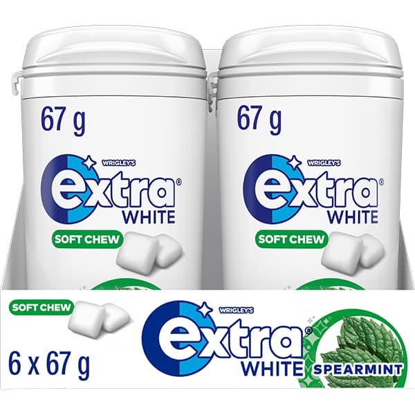 EXTRA WHITE SOFT CHEW SPEARMINT Sugar Free Gum 6x67g