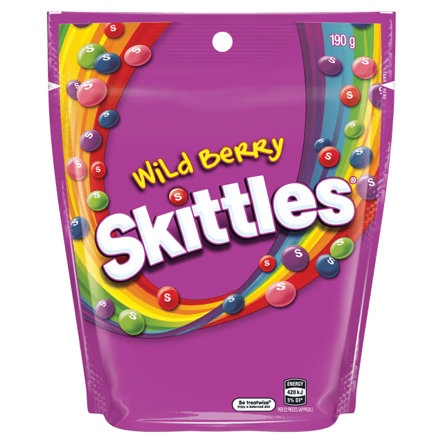 Skittles Wild Berry Chewy Lollies Bite Size Bag 190g