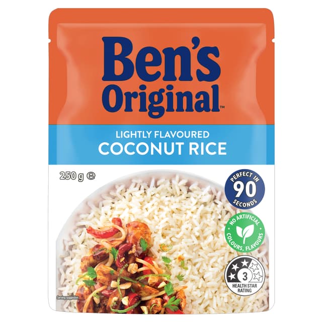 BEN'S ORIGINAL Lightly Flavoured Coconut Microwave Rice Pouch 250g