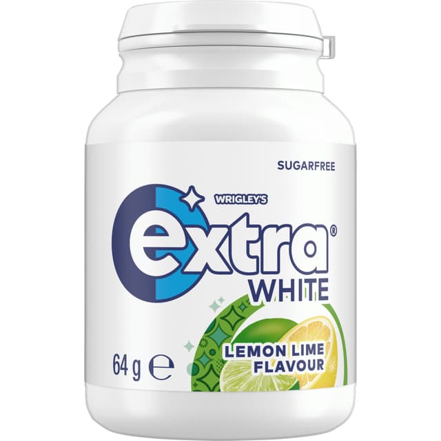 Extra White Lemon Lime Sugar Free Chewing Gum Bottle 64g