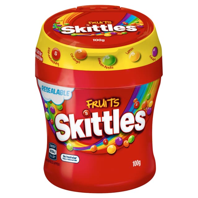 Skittles Fruits Chewy Lollies Bottle 100g