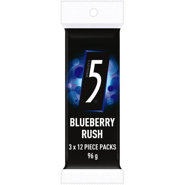 5 Gum Blueberry Rush Sugarfree Chewing Gum 3 Pack 96g