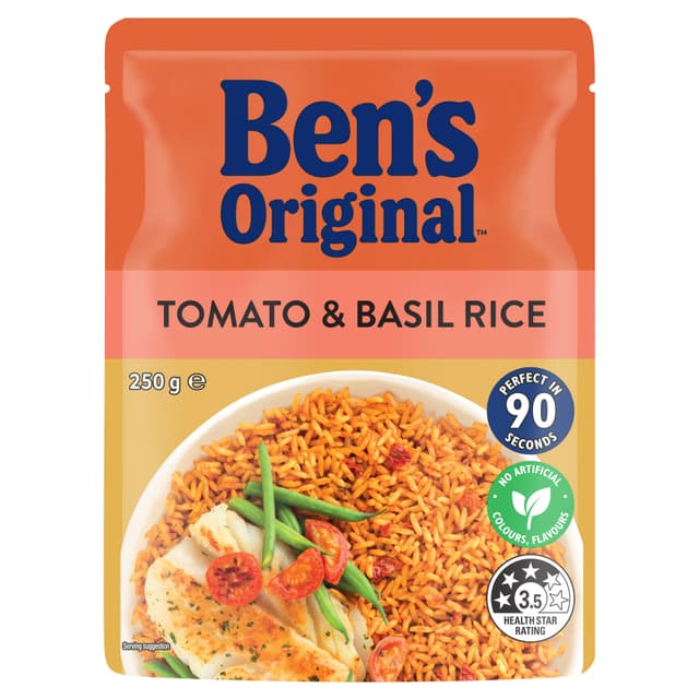 BEN'S ORIGINAL Tomato & Basil Microwave Rice Pouch 250g