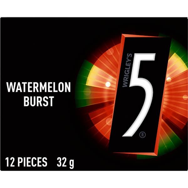 5 Gum Watermelon Burst Sugarfree Chewing Gum 12 Piece 32g