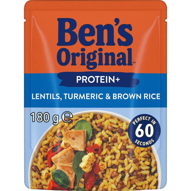 Ben’s Original Protein+ Lentils, Turmeric & Brown Microwave Rice Pouch 180g