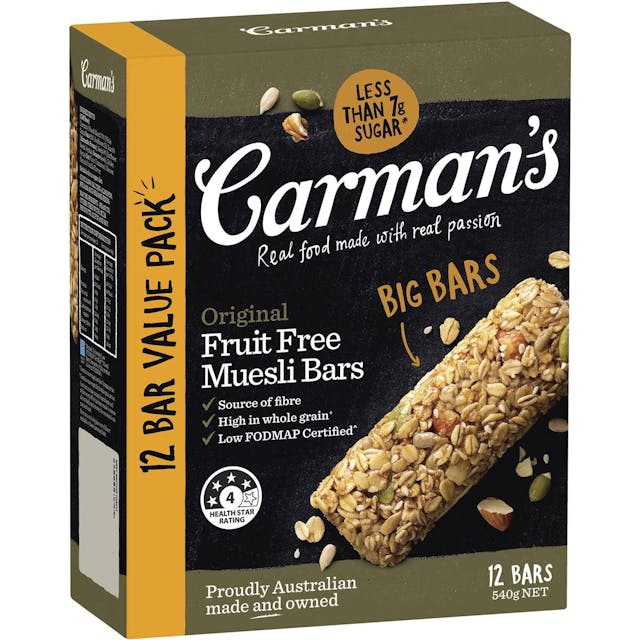 Carman's Muesli Bars Original Fruits Free