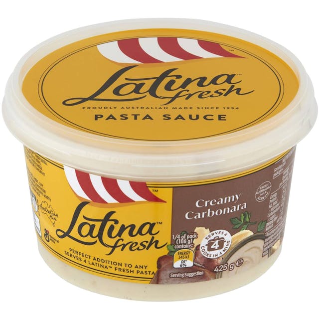 Latina Fresh Creamy Carbonara Pasta Sauce