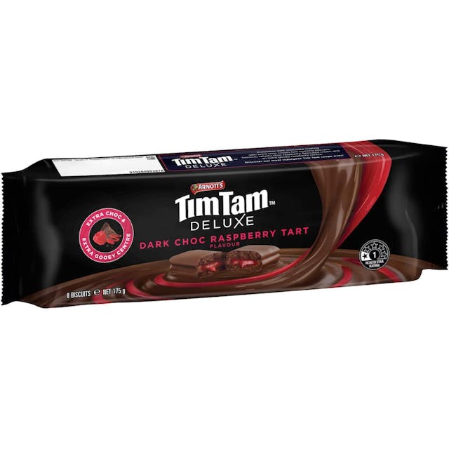 Arnotts Tim Tam Deluxe Chocolate Biscuits Dark Choc Raspberry Tart