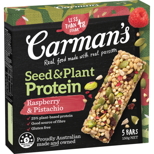Carman's Raspberry & Pistachio Seed & Plant Protein Bars