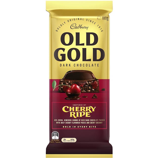 Cadbury Old Gold Dark Chocolate Cherry Ripe Block