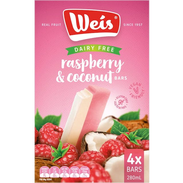 Weis Dairy Free Ice Cream On Stick Raspberry & Coconut 280Ml