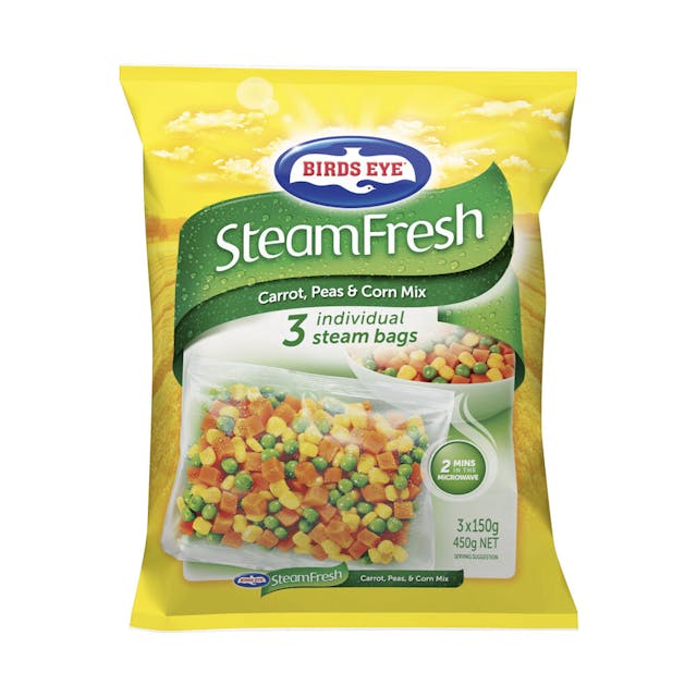 Frozen Steam Fresh Carrots Peas & Corn Mix