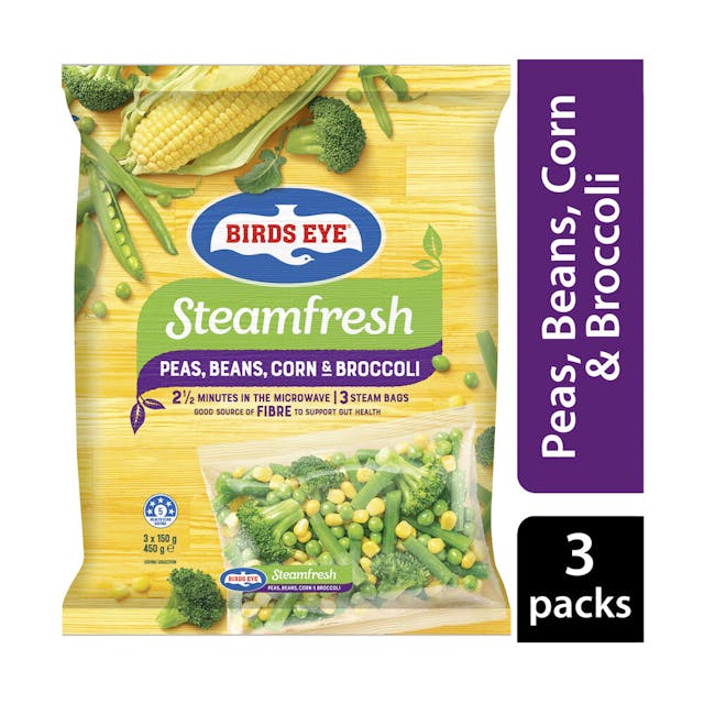 Frozen Steam Fresh Peas Beans Corn & Broccoli Mix