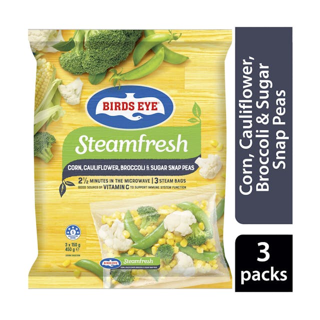 Frozen Steam Fresh Corn Cauliflower Broccoli & Sugar Snap Peas Mix