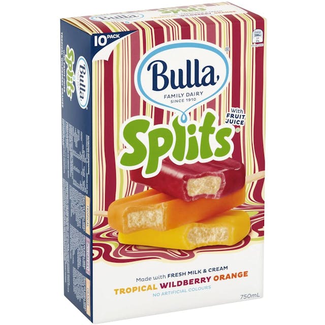 Bulla Splits Wildberry, Orange & Tropical Ice Cream