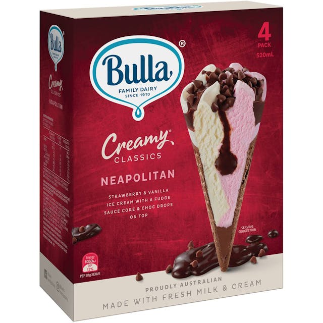 Bulla Creamy Classics Neapolitan Cones