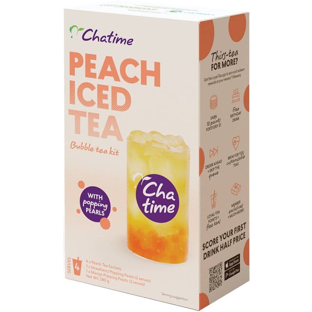 Chatime Peach Iced Bubble Tea With Popping Pearls
