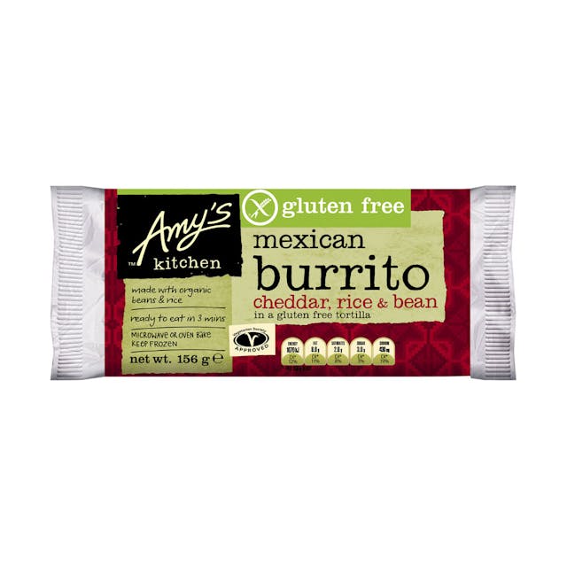 Amy's Kitchen Frozen Gluten Free Cheddar Rice & Bean Mexican Burrito