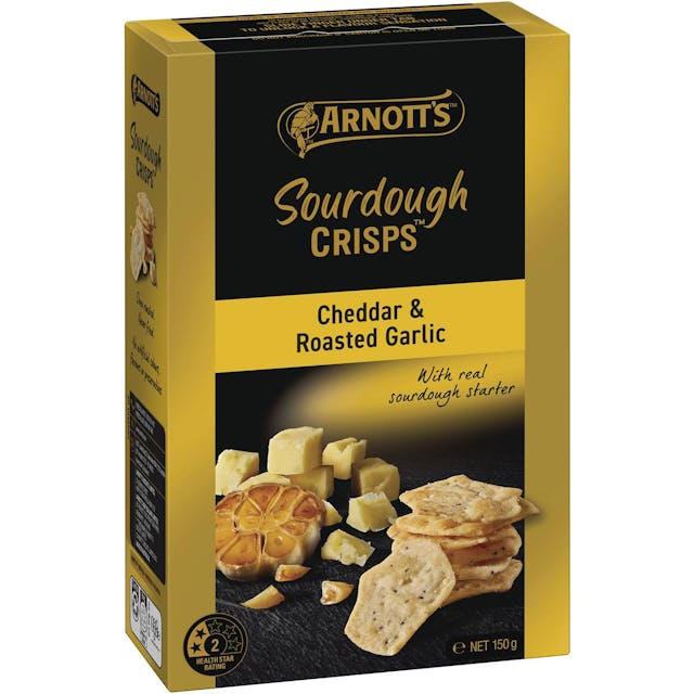 Arnott's Sourdough Crisps Cheddar & Roasted Garlic