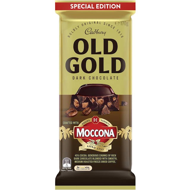 Cadbury Old Gold Dark Chocolate Moccona Block
