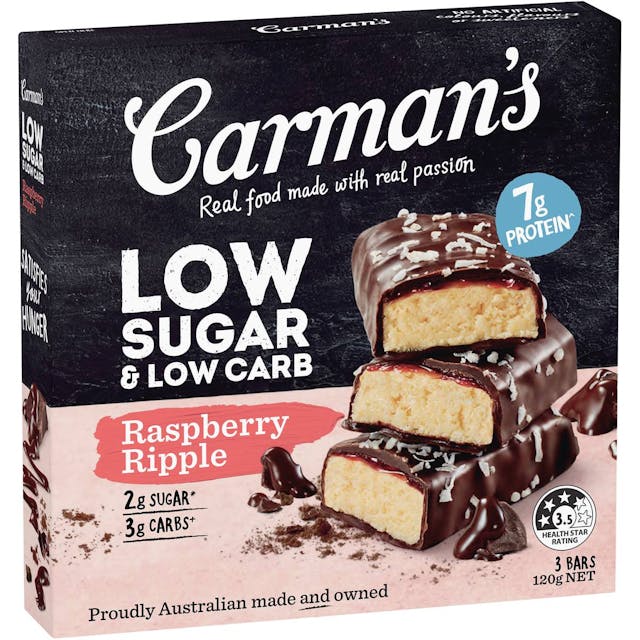 Carman's Low Sugar & Low Carb Raspberry Ripple Bars