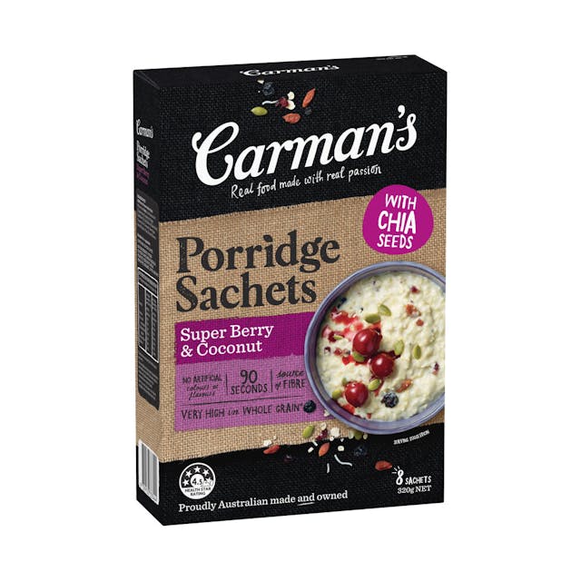 Carman's Gourmet Porridge Sachet Super Berry & Coconut