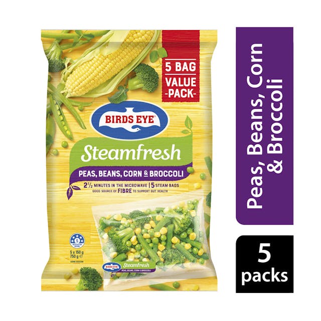 Frozen Steam Fresh Peas Beans Corn & Broccoli Mix