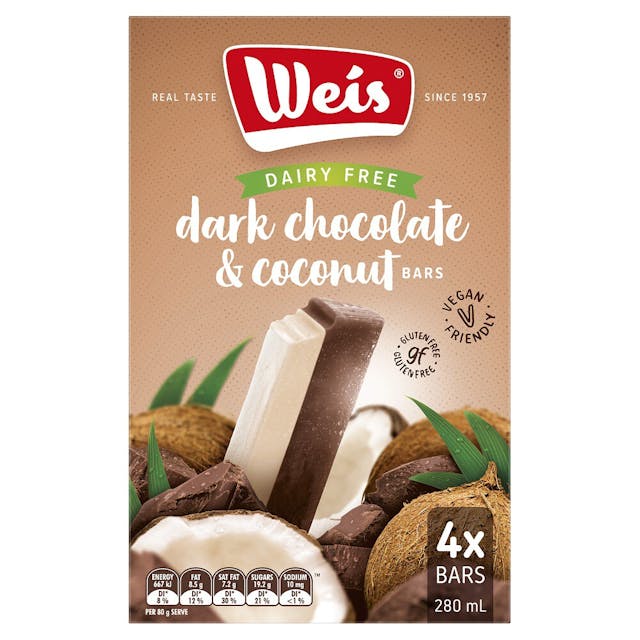 Weis Dark Chocolate And Coconut Real Good Feel Good Bar