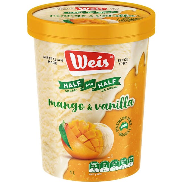 Weis Half And Half Sorbet & Ice Cream Mango & Vanilla