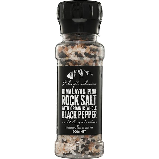 Chef's Choice Himalayan Pink Rock Salt With Whole Black Pepper