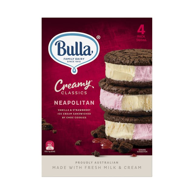 Bulla Creamy Classic Sandwich Neapolitan
