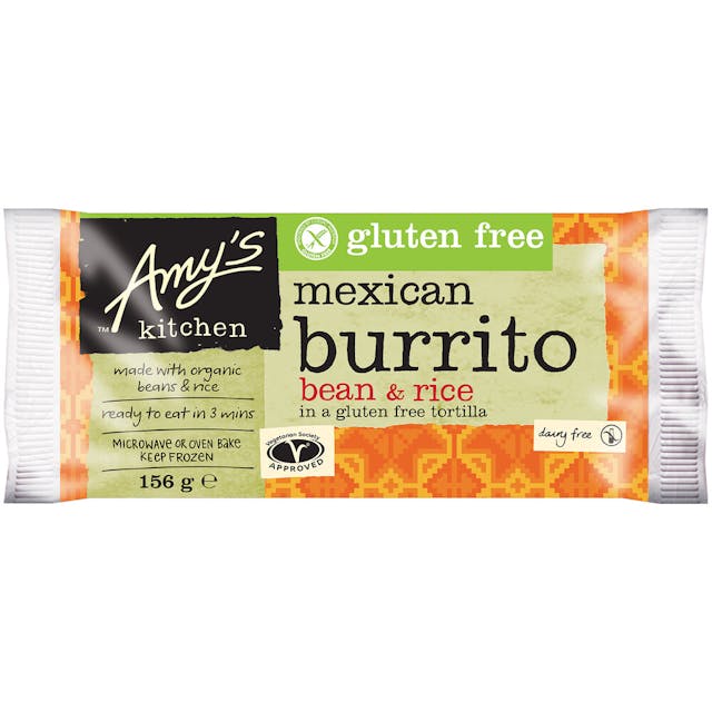 Amy's Kitchen Frozen Burrito Vegan Gluten Free Bean & Rice