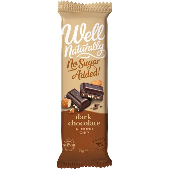 Well Naturally No Sugar Added Snack Bar Dark Chocolate Almond Chip