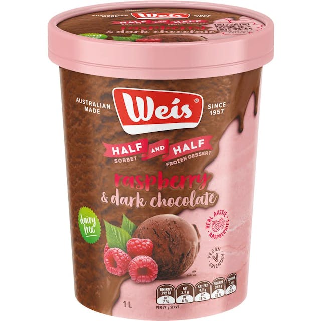 Weis Half And Half Sorbet & Ice Cream Raspberry & Dark Chocolate