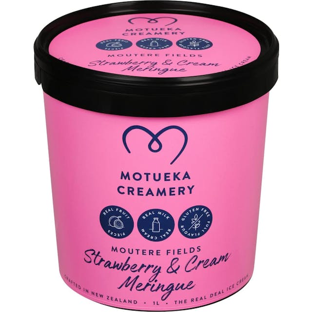 Motueka Creamery Ice Cream Strawberry & Cream Meringue