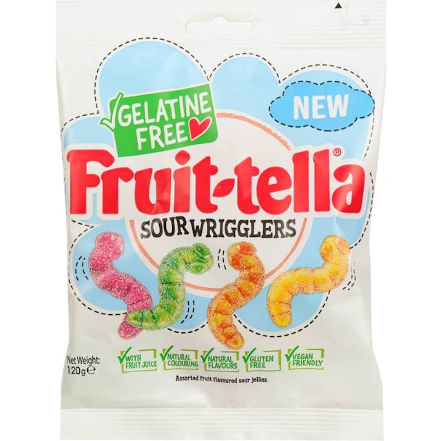 Fruit-Tella Jelly Sweets Sour Wigglers Gelatine Free