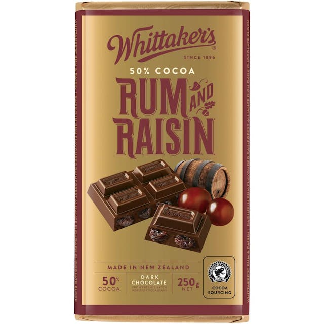 Whittakers Chocolate Block Rum & Raisin